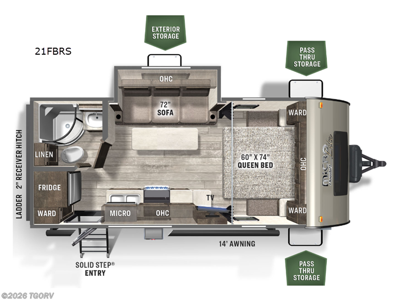 2023 Forest River Flagstaff Micro Lite 21FBRS - Used Travel Trailer For Sale by TGORV in Greeley, Colorado features Slideout