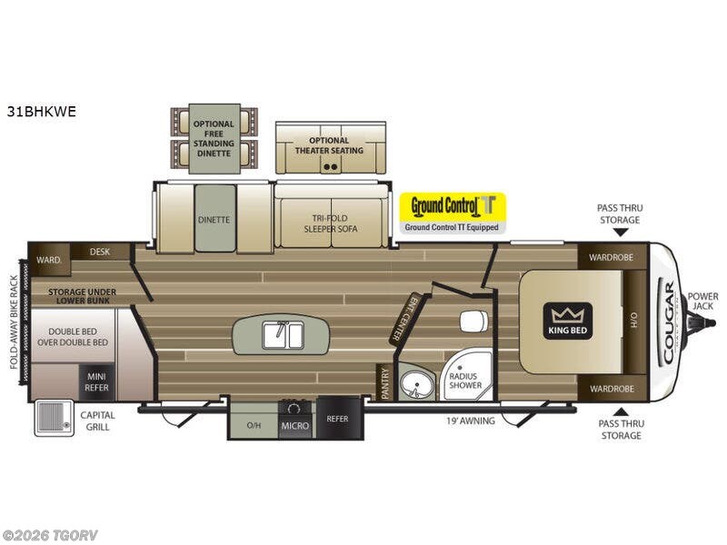 2018 Keystone Cougar Half-Ton Series 31BHKWE - Used Travel Trailer For Sale by TGORV in Greeley, Colorado features Slideout