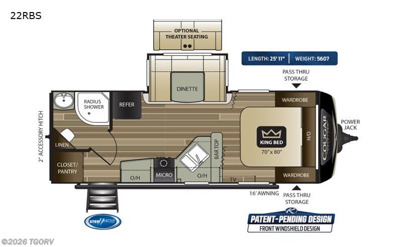 2020 Keystone Cougar Half-Ton 22RBS - Used Travel Trailer For Sale by TGORV in Greeley, Colorado features Slideout