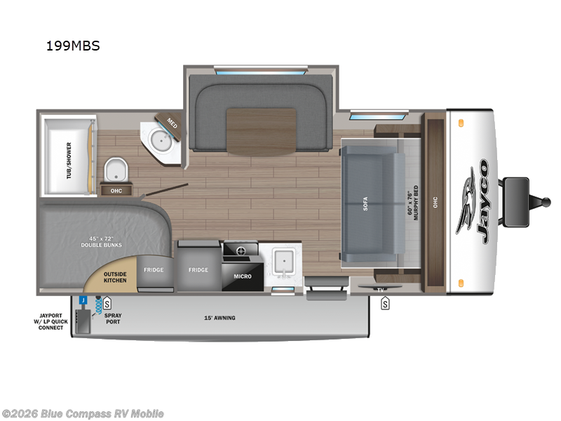 2024 Jayco Jay Feather Micro 199MBS - Used Travel Trailer For Sale by Blue Compass RV Mobile in Theodore, Alabama features Slideout