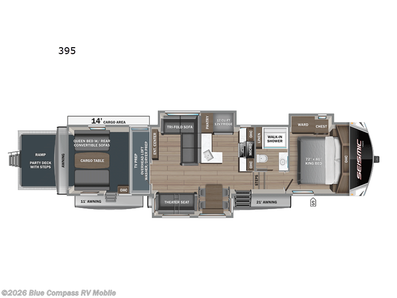 2026 Jayco Seismic 395 - New Toy Hauler For Sale by Blue Compass RV Mobile in Theodore, Alabama features Slideout