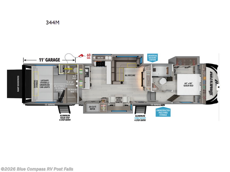 2026 Grand Design Momentum 344M - New Toy Hauler For Sale by Blue Compass RV Post Falls in Post Falls, Idaho features Slideout