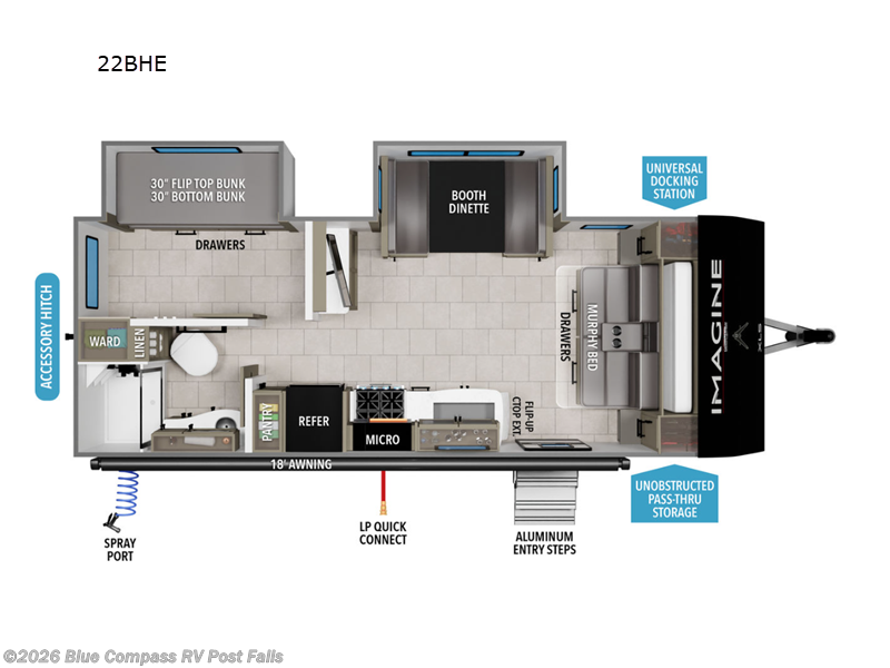 2026 Grand Design Imagine XLS 22BHE - New Travel Trailer For Sale by Blue Compass RV Post Falls in Post Falls, Idaho features Slideout