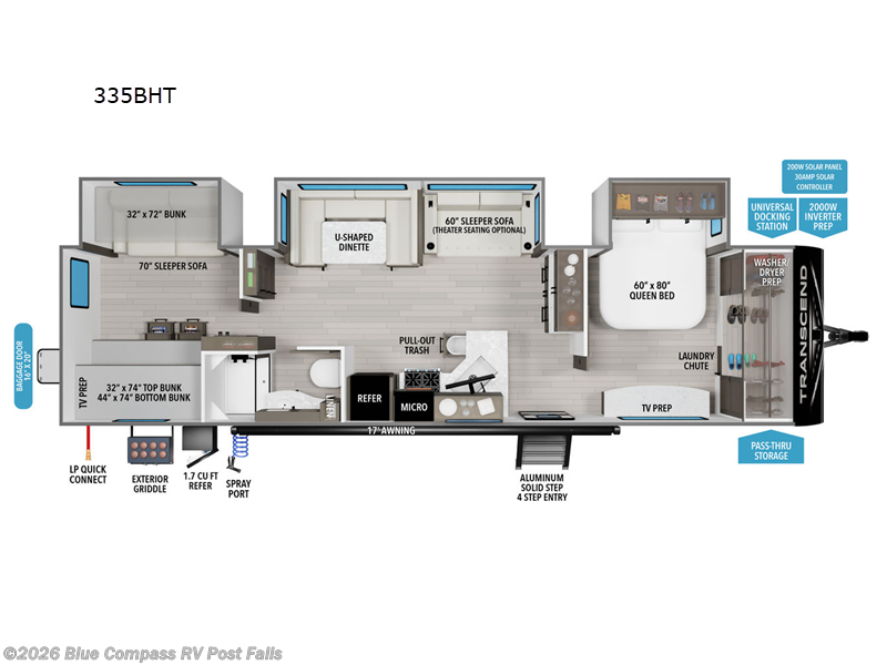 2026 Grand Design Transcend 335BHT - New Travel Trailer For Sale by Blue Compass RV Post Falls in Post Falls, Idaho features Slideout