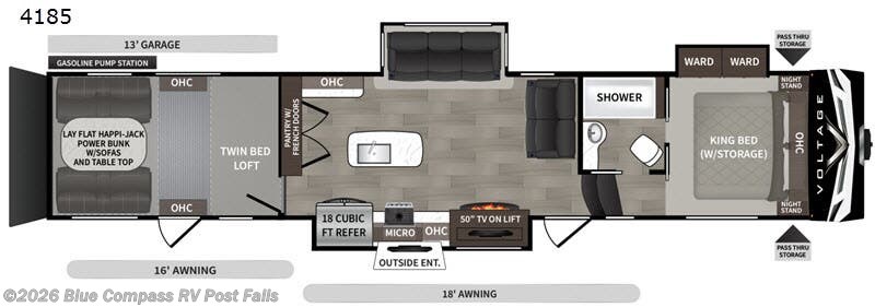 2020 Dutchmen Voltage 4185 - Used Fifth Wheel For Sale by Blue Compass RV Post Falls in Post Falls, Idaho features Slideout