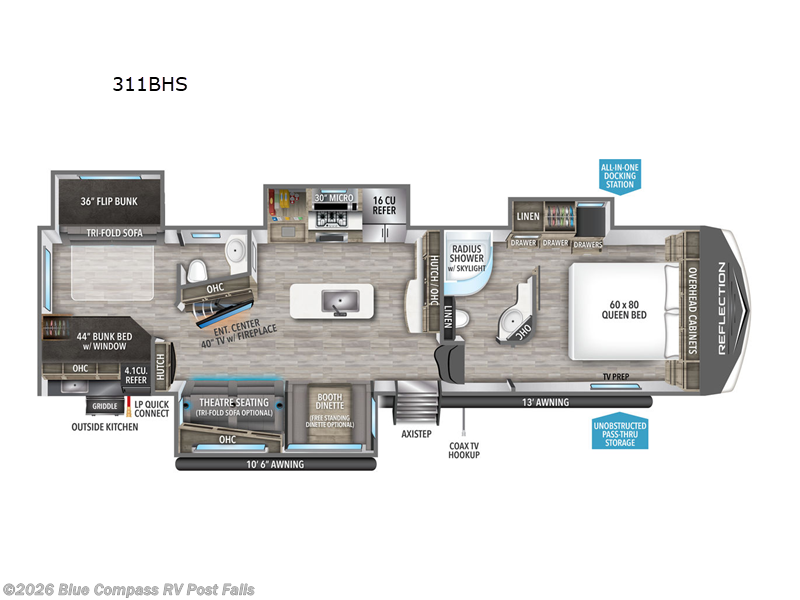 2023 Grand Design Reflection 311BHS - Used Fifth Wheel For Sale by Blue Compass RV Post Falls in Post Falls, Idaho features Slideout