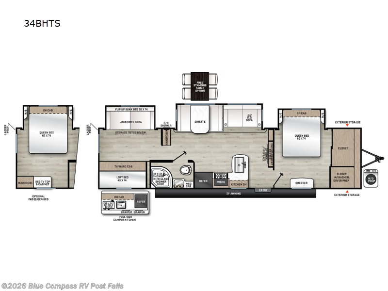 2026 Forest River Aurora 34BHTS - New Travel Trailer For Sale by Blue Compass RV Post Falls in Post Falls, Idaho features Slideout