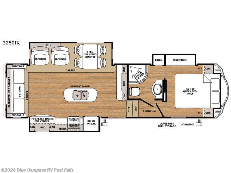 2017 Forest River Sandpiper 3250IK - Used Fifth Wheel For Sale by Blue Compass RV Post Falls in Post Falls, Idaho features Slideout