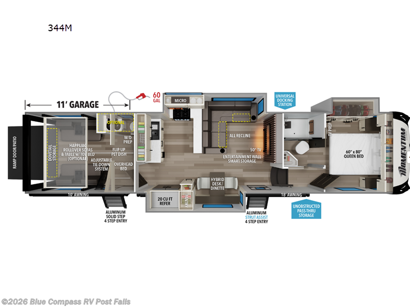 2027 Grand Design Momentum 344M - New Toy Hauler For Sale by Blue Compass RV Post Falls in Post Falls, Idaho features Slideout