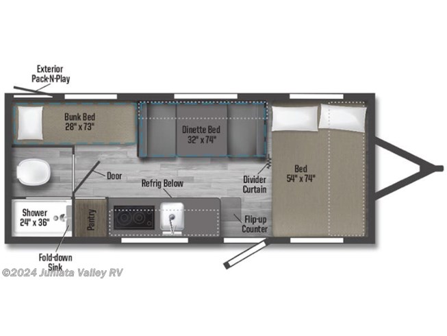 2024 Winnebago Micro Minnie 1700BH floorplan image