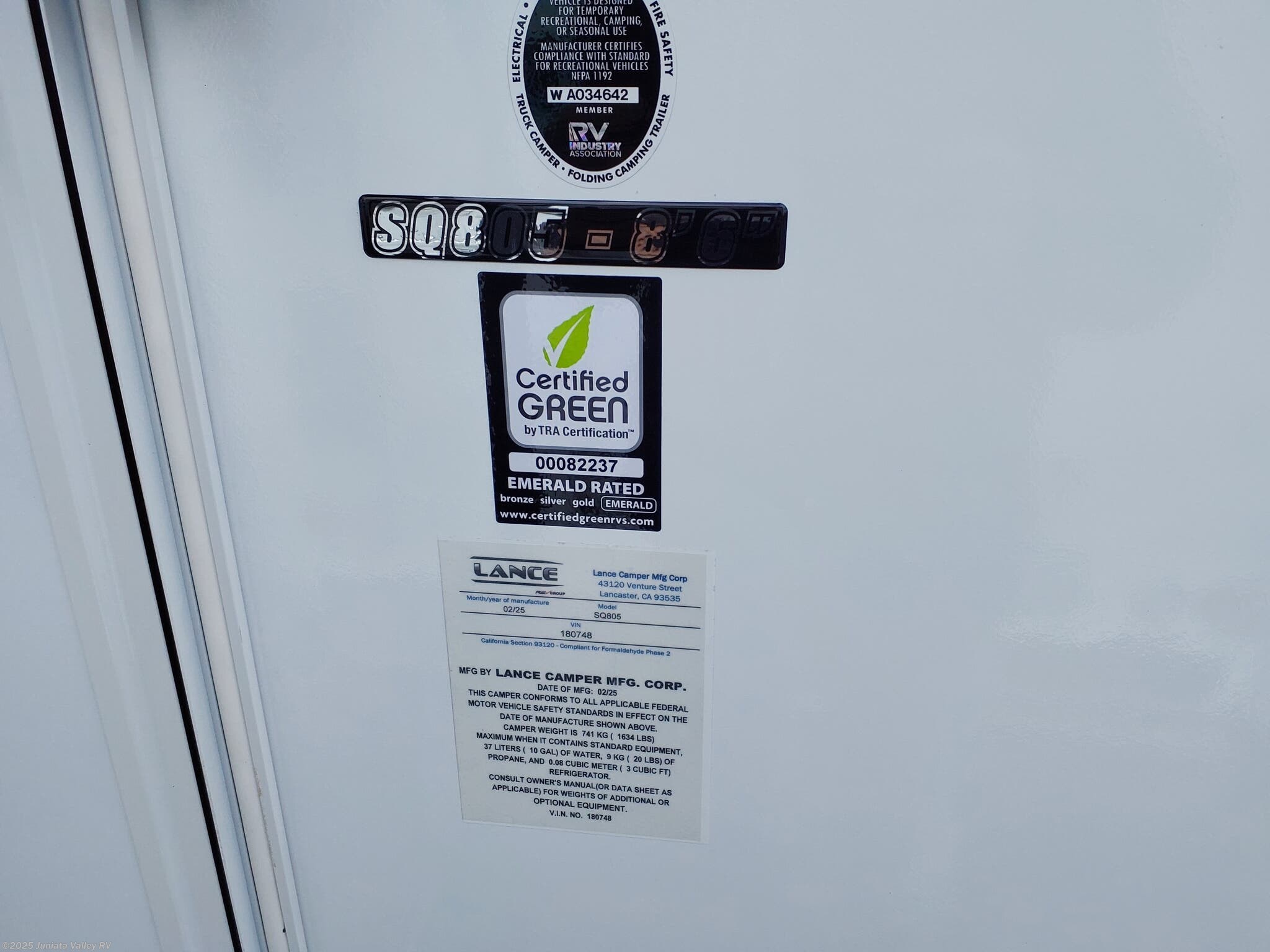 2026 Lance Squire SQ805 - New Truck Camper For Sale by Juniata Valley RV in Mifflintown, Pennsylvania features Stove Top Burner, Self Contained, Awning, Propane, Solar Panel