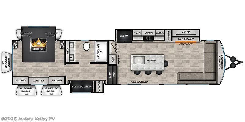 Floorplan of 2025 CrossRoads Hampton HP395BAM
