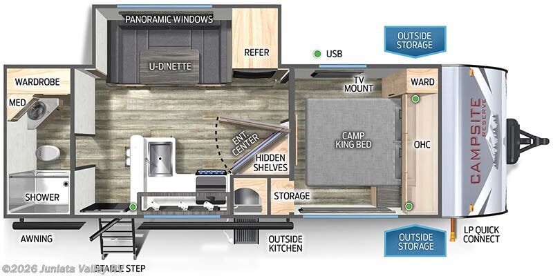 Floorplan of 2024 Forest River Campsite Reserve 23CC