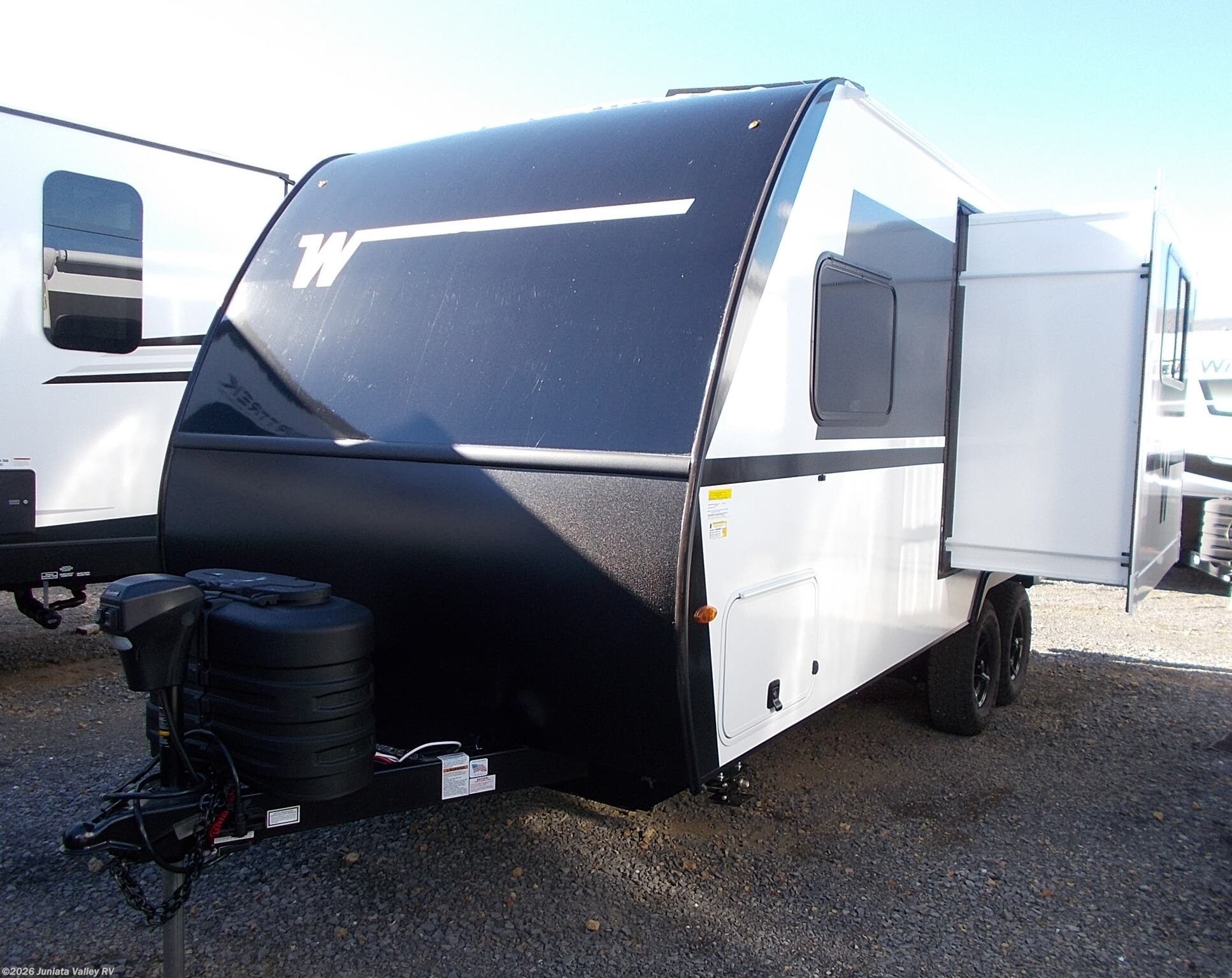 2026 Winnebago Micro Minnie 2108TB - New Travel Trailer For Sale by Juniata Valley RV in Mifflintown, Pennsylvania features Solar Prep, Shower, Enclosed Water Tank, Overhead Cabinetry, Wardrobe(s)