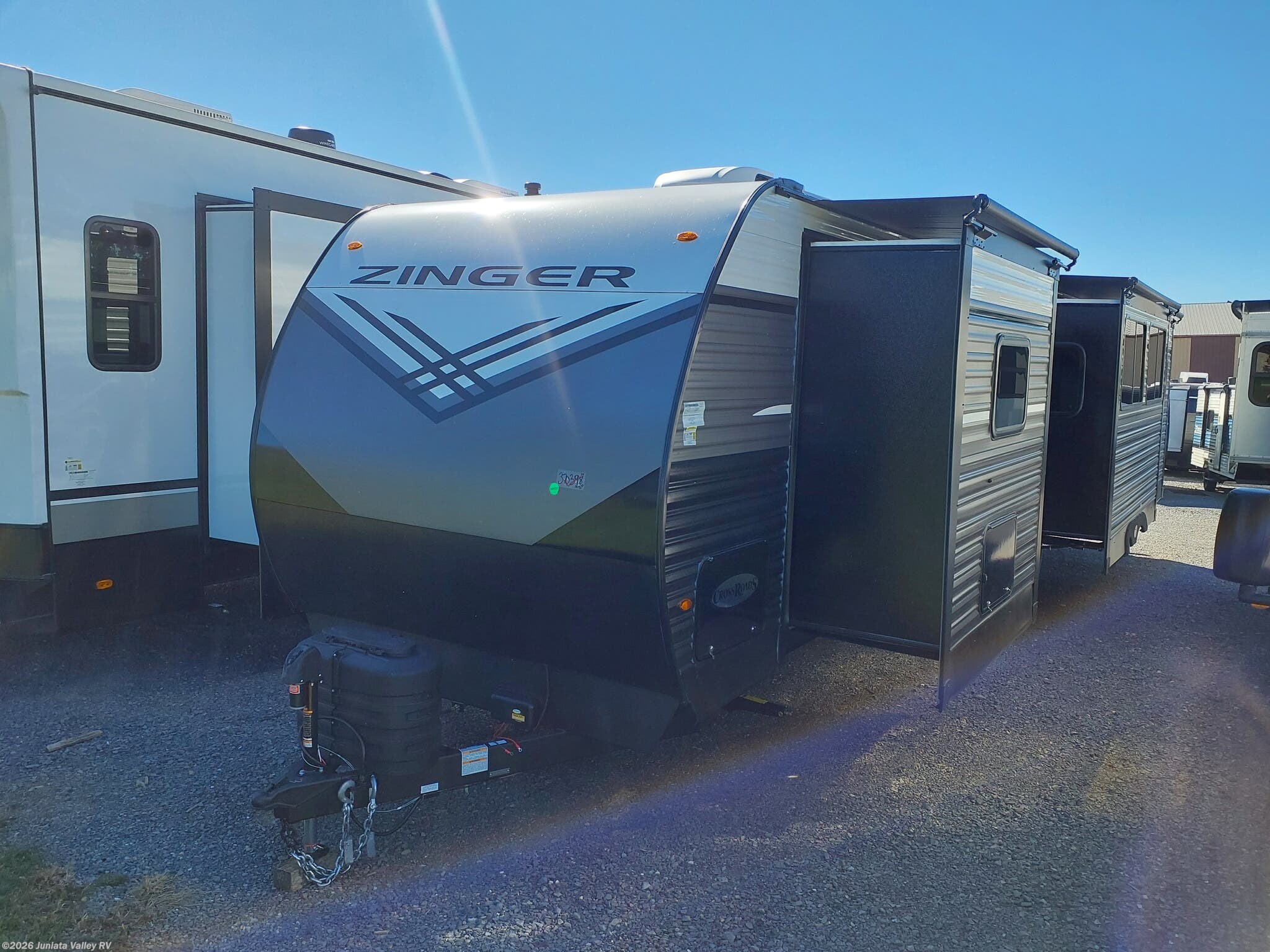 2026 CrossRoads Zinger 390DB - New Travel Trailer For Sale by Juniata Valley RV in Mifflintown, Pennsylvania features Propane, Tinted Windows, Roof Vent, Power Awning, Auxiliary Battery