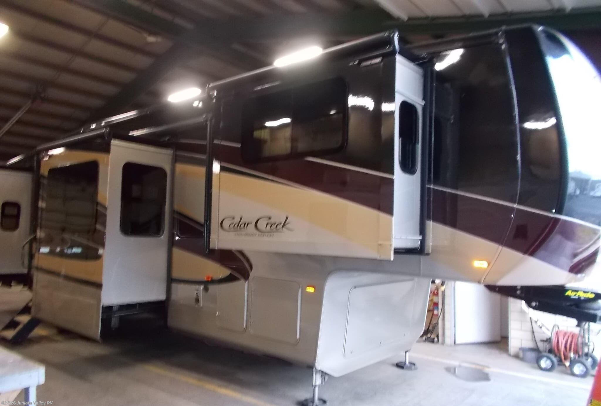 2018 Forest River Cedar Creek 38FLX - Used Fifth Wheel For Sale by Juniata Valley RV in Mifflintown, Pennsylvania features Air Conditioning, Inverter, Queen Mattress, Power Roof Vent, Alloy Wheels