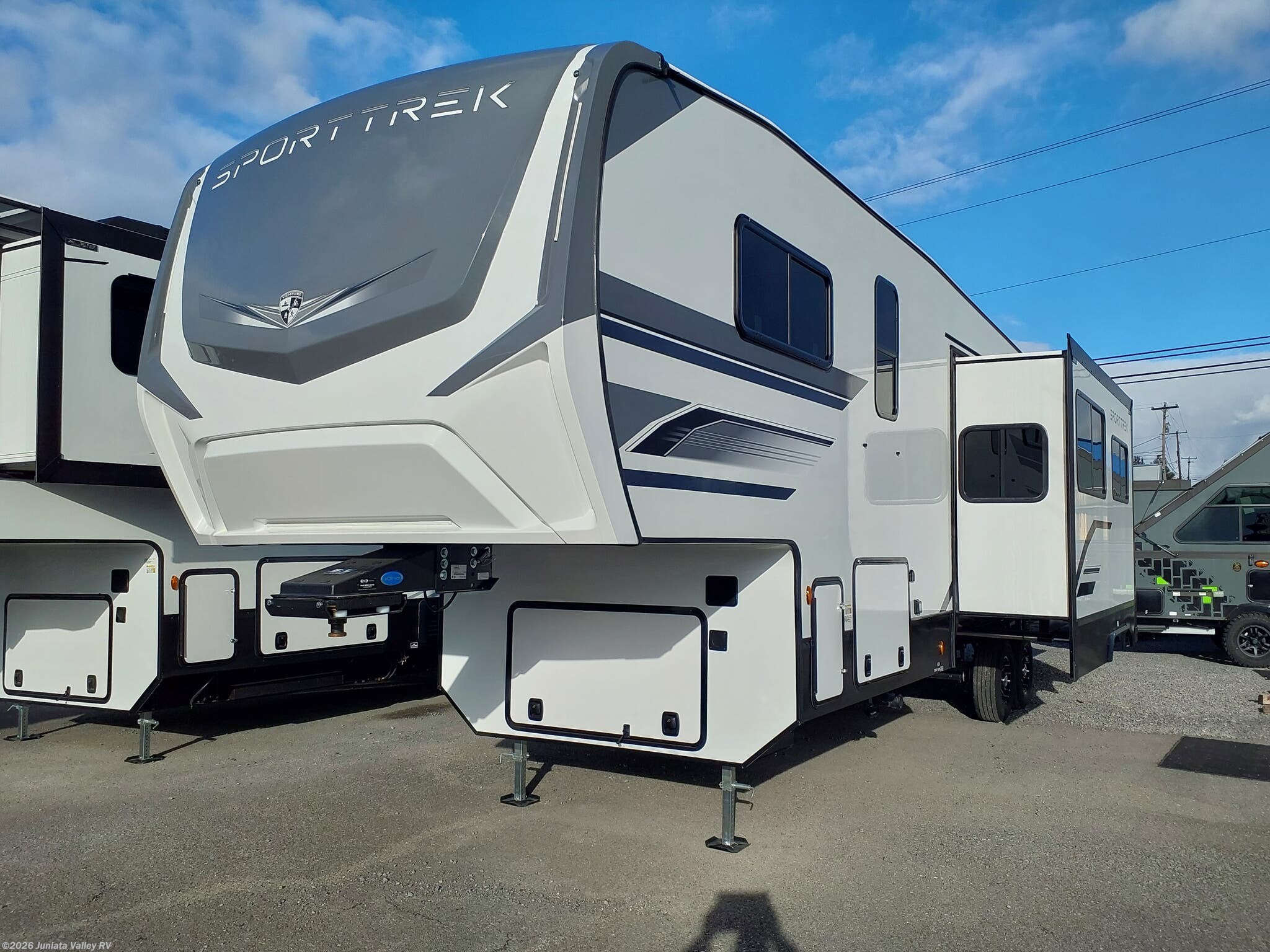 2026 Venture RV SportTrek STF312VTB - New Fifth Wheel For Sale by Juniata Valley RV in Mifflintown, Pennsylvania features Smoke Detector, Queen Bed, External Shower, Fireplace, Fire Extinguisher