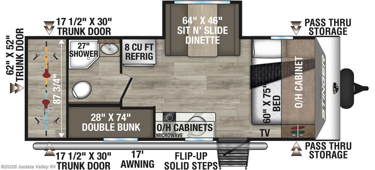 Floorplan of 2026 Venture RV SportTrek Stinger STS222VUD