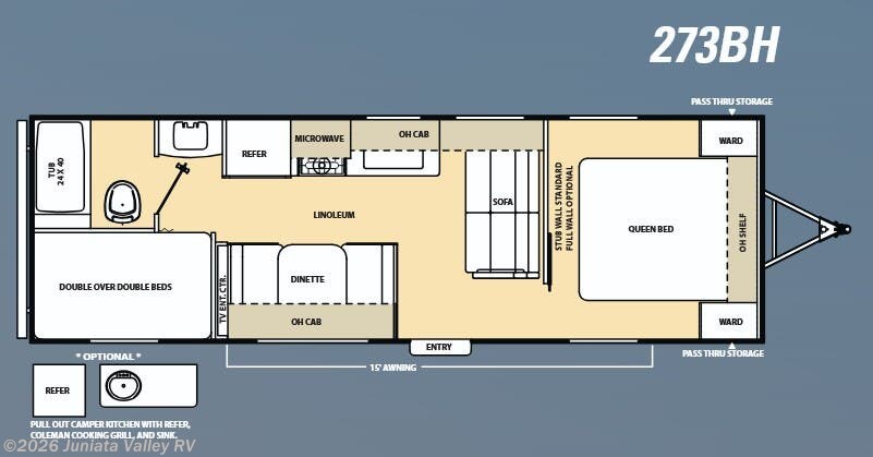 Floorplan of 2016 Coachmen Catalina 273BH