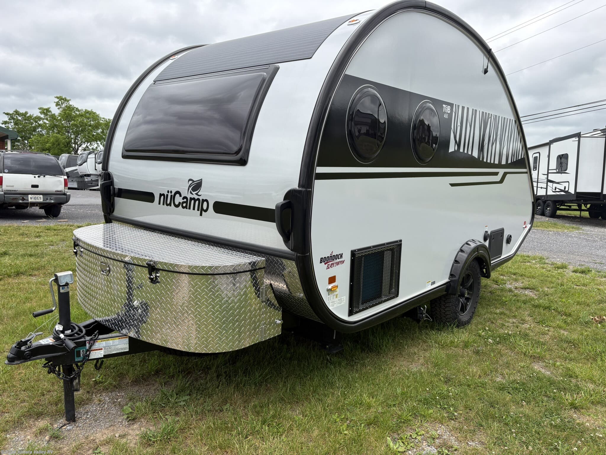 2026 NuCamp TAB 400 Boondock - Used Teardrop Trailer For Sale by Juniata Valley RV in Mifflintown, Pennsylvania features Enclosed Underbelly, Living Quarters, Roof Vent, Solar Panels, Fire Extinguisher