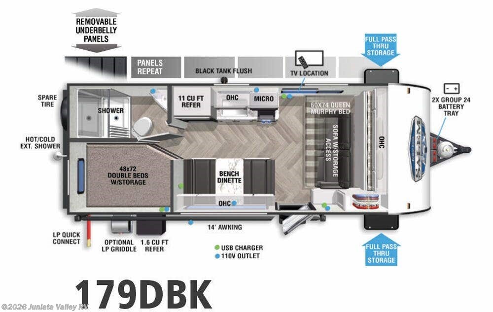 Floorplan of 2022 Forest River Salem FSX 179DBK
