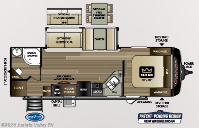 Floorplan of 2019 Keystone Cougar Half-Ton 26RBS