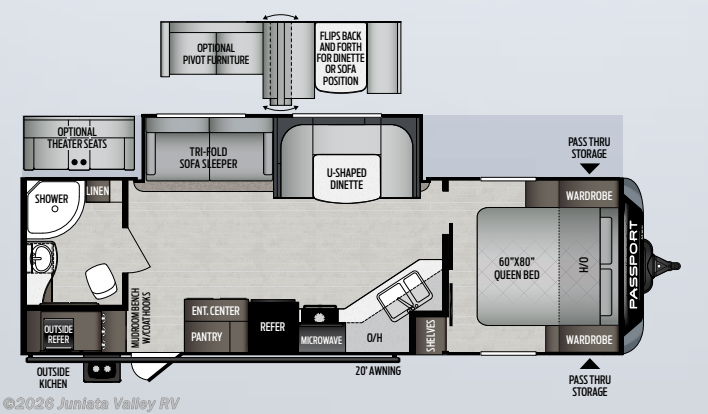 Floorplan of 2020 Keystone Passport Grand Touring (GT) 2710RBWE