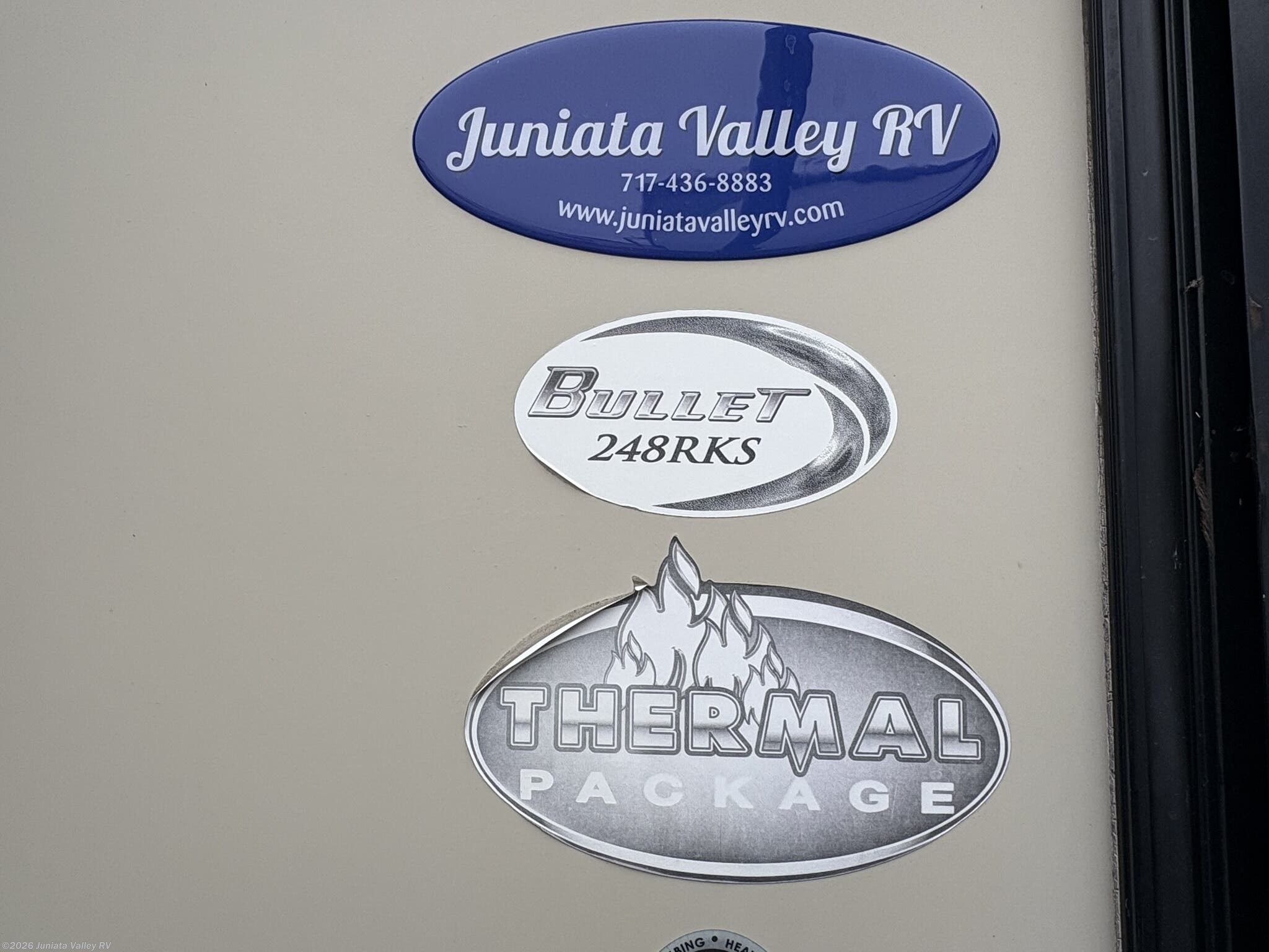 2016 Keystone Bullet 248RKS - Used Travel Trailer For Sale by Juniata Valley RV in Mifflintown, Pennsylvania features Furnace, Roof Vents, Vanity, Battery Charger, Refrigerator