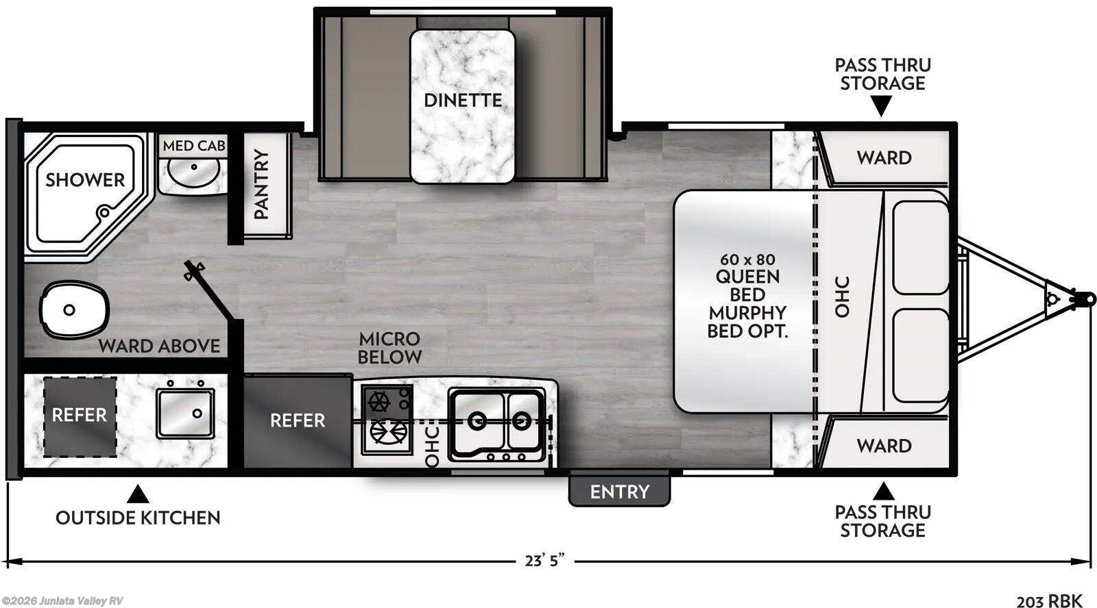 Floorplan of 2025 Coachmen Apex Nano 203RBK
