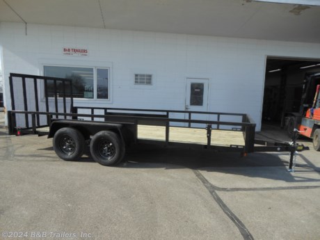 &lt;p&gt;82 x 16, Steel Frame, Wood Deck, Rail Side, Gas Shock Assisted Rear Ramp, Spring Axle, 15&quot; Tires, 4 Wheel Electric Brakes, 2 5/16&quot; Coupler, LED Lights, Spare Tire Carrier&lt;/p&gt;
&lt;p&gt;Questions? 262-673-4100&lt;/p&gt;