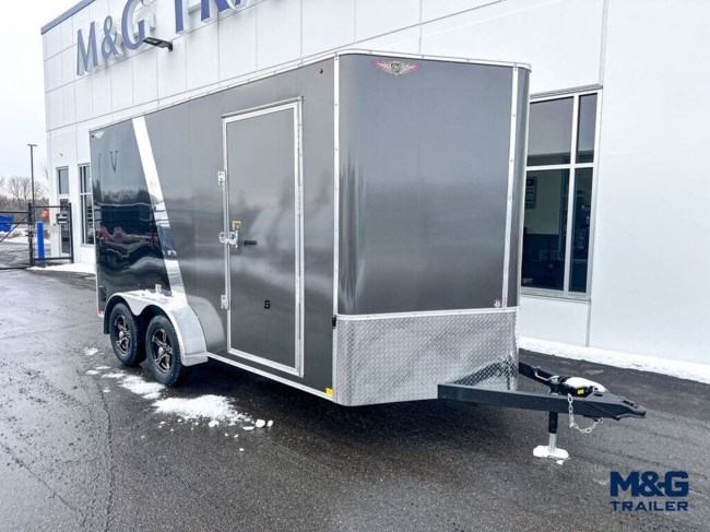 2025 H&H 7X14 ENCLOSED CARGO TRAILER - 7' INTERIOR - CHARCOAL/BLACK