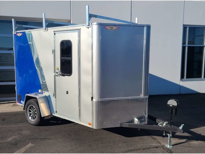 New 2022 H&H 6X10 Enclosed 6'6" Interior Cargo Trailer- Silver/Blue - Barn Doors available in Ramsey, Minnesota