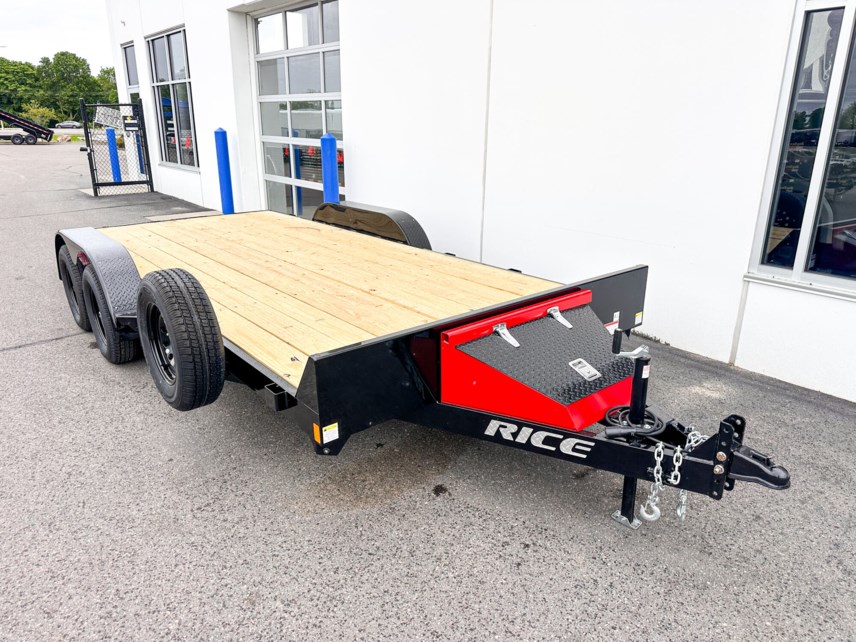New 2025 Rice 82x18 (16+2) 7K CAR HAULER-BLACK/RED available in Ramsey, Minnesota