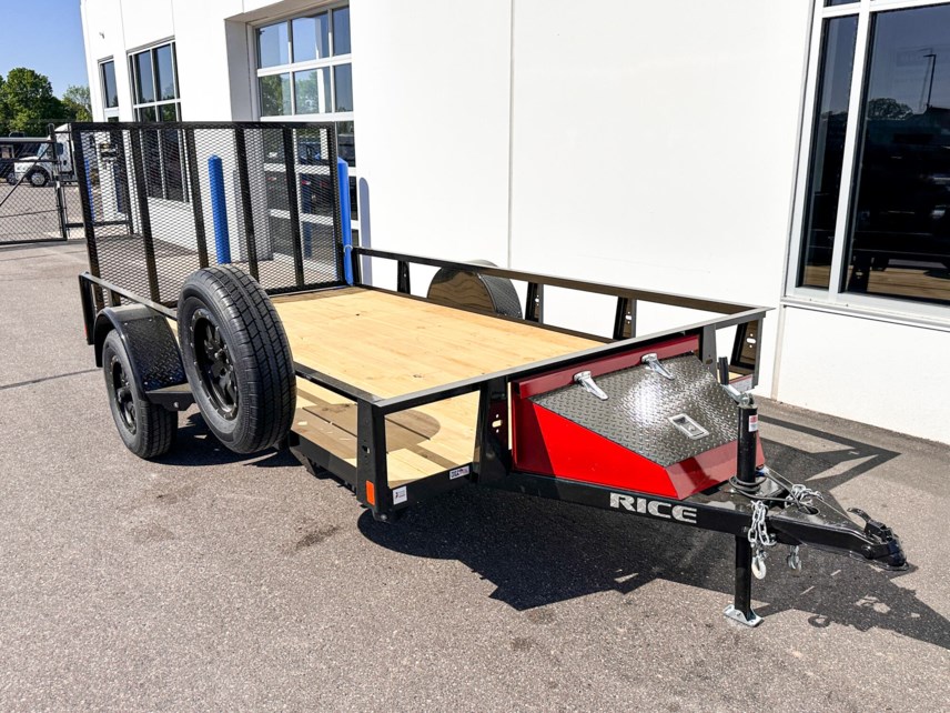 New 2025 Rice 76x12 RAILSIDE UTILITY TRAILER BLACK/RED available in Ramsey, Minnesota