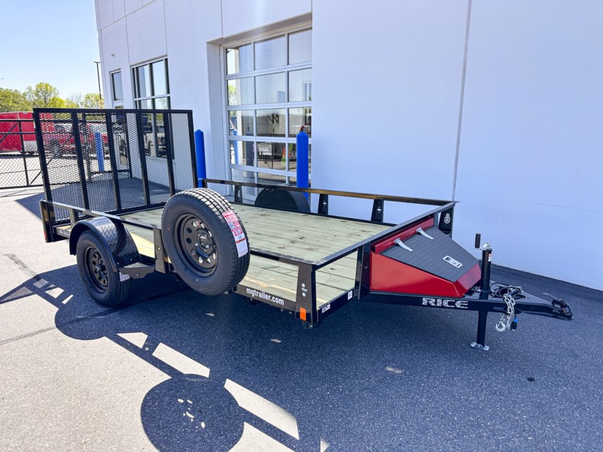 New 2025 Rice 82X12 RAIL SIDE UTILITY TRAILER- BLACK/RED available in Ramsey, Minnesota