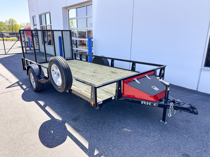 New 2025 Rice 82X14 RAIL SIDE UTILITY TRAILER- BLACK/RED available in Ramsey, Minnesota
