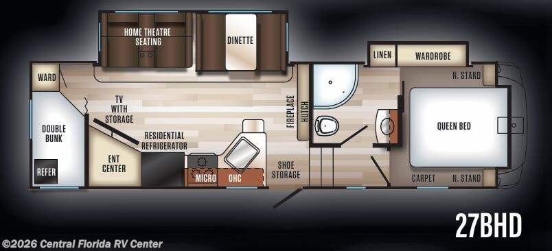 Floorplan of 2018 Forest River Sabre 27BHD