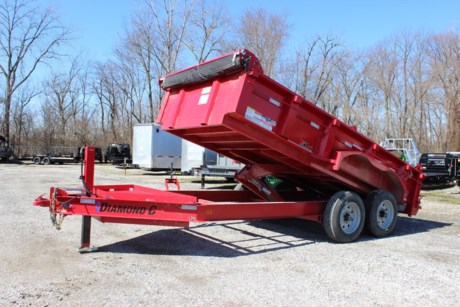 RENTAL UNIT AT OUR MOUNT VERNON STORE. $125 PER DAY OR $500 PER WEEK. DIAMOND C 14  X 82  HEAVY DUTY DUMP TRAILER. REQUIRES 2-5/16  BALL FOR TOWING, REAR SPREADER GATE, REAR SLIDE-IN RAMPS FOR HAULING EQUIPMENT, 2-7K AXLES WITH PAYLOAD CAPACITY OF 10,100 LBS, TARP KIT INSTALLED FOR COVERING YOUR LOAD. WE STOCK AN ELITE RENTAL FLEET WITH OPTIONS TO MAKE THE JOB EASIER.