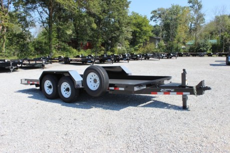 2022 IMPERIAL 16  FULL DECK TILT TRAILER FOR SALE, 16  TILT SECTION, 2-7K ELECTRIC BRAKE AXLES, SPRING SUSPENSION, ST235-80-R16  RADIAL 10 PLY TIRES, 1/8  TREADPLATE STEEL FLOOR, 12  ON CENTER CROSSMEMBERS, HEAVY DUTY TREADPLATE FENDERS, 12K DROP LEG JACK, 2-5/16  COUPLER, FRONT TOOLBOX, STAKE POCKETS AND TIE RAILS, SPARE TIRE AND MOUNT, 2 COATS PRIMER, 2 COATS BLACK PAINT, WIRING IN CONDUIT, LED LIGHTS.