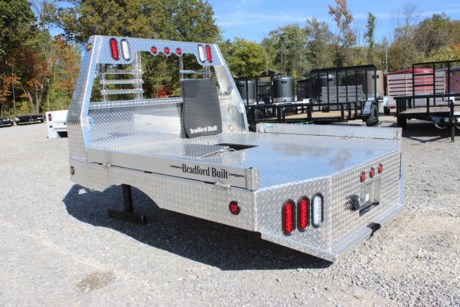 BRADFORD BUILT 84&quot; X 84&quot; ALUMINUM WORKBED, 38&quot; CAB TO AXLE, 42&quot; FRAME WIDTH, FITS A SINGLE WHEEL SHORT BED TRUCK, SPECIFICALLY MADE TO FIT MEGA CAB (DODGE) TRUCKS, 4&quot; FOLD DOWN SIDES, LED LIGHTS, LIGHTED HEADACHE RACK, 30K RATED GOOSENECK HITCH, REAR 2-1/2&quot; RECEIVER HITCH, MUDFLAPS, SEALED WIRING HARNESS, STEEL SUB FRAME, REAR TAPERED CORNERS. Please check with us for exact fitment as makes vary slightly.