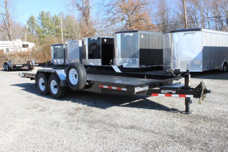 2022 IMPERIAL 20  SPLIT DECK TILT TRAILER FOR SALE, 16  TILT SECTION / 4  FRONT STATIONARY, 81  WIDE DECK, 2-7K ELECTRIC BRAKE AXLES, SPRING SUSPENSION, ST235-80-R16  RADIAL 10 PLY TIRES, SPARE TIRE AND MOUNT, 1/8  TREADPLATE STEEL FLOOR, WIDEBOY OPTION, HYDRAULIC CUSHION TILT CYLINDER, 12  ON CENTER CROSSMEMBERS, HEAVY DUTY TREADPLATE FENDERS, 12K DROP LEG JACK, FRONT TOOLBOX, 2-5/16  COUPLER, STAKE POCKETS AND TIE RAILS, 2 COATS PRIMER, 2 COATS BLACK PAINT, WIRING IN CONDUIT, LED LIGHTS.