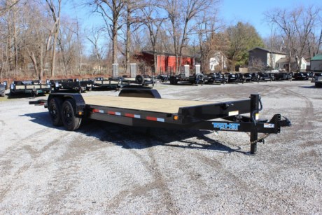 2022 TOP HAT 22&#39; X 83&quot; FLATBED EQUIPMENT TRAILER FOR SALE, 2&#39; TREADPLATE DOVETAIL WITH 5&#39; SIDE SLIDE-IN RAMPS, 2-5/16&quot; ADJUSTABLE COUPLER, 12K DROP LEG JACK, 2-7K ELECTRIC BRAKE AXLES, SPRING SUSPENSION, ST235-80R16&quot; TIRES, DIAMOND PLATE FENDERS, RUB RAIL WITH STAKE POCKETS, TREATED WOOD FLOOR, SPARE TIRE MOUNT, 6&quot; CHANNEL FRAME AND TONGUE, 3&quot; CHANNEL CROSSMEMBERS ON 16&quot; CENTERS, SEALED FLUSH MOUNT LED LIGHTS, DOT REFLECTIVE TAPE, BLACK VALSPAR PAINT, ONE YEAR LIMITED MANUFACTURER WARRANTY.