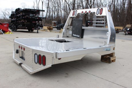 BRADFORD BUILT 84&quot; X 84&quot; ALUMINUM WORKBED, 42&quot; CAB TO AXLE, 42&quot; FRAME WIDTH, FITS A SINGLE WHEEL SHORT BED TRUCK (CHEVY), 4&quot; FOLD DOWN SIDES, LED LIGHTS, LIGHTED HEADACHE RACK, 30K RATED GOOSENECK HITCH, REAR 2-1/2&quot; RECEIVER HITCH, MUDFLAPS, SEALED WIRING HARNESS, STEEL SUB FRAME, REAR TAPERED CORNERS. Please check with us for exact fitment as makes vary slightly.