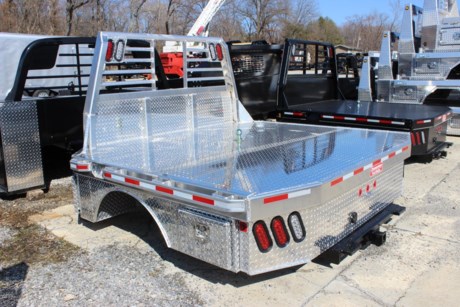 This is a very nice Zimmerman Aluminum 6000XL Flatbed for a dual wheel bed take off pickup (38&quot; cab to axle truck). Size is 97&quot; WIDE x 84&quot; LONG bed. This bed comes with the rear 2&quot; receiver hitch and B&amp;W Turnover ball gooseneck hitch. (2) 18&quot; custom aluminum front toolboxes, (2) 16&quot; rear aluminum toolboxes, 1/8&quot; tread plate toolbox construction, aluminum skirts mounted between the toolboxes. This bed comes standard with heavy wall extruded tube frame, 3/16&quot; aluminum tread deck plate, LED lights, heavy front headache rack, stake pockets with rub rails, toolbox mounting brackets, and mud flap mounting brackets. MUD FLAPS INCLUDED.