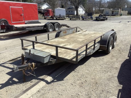 USED 2008 HOMEMADE 16&#39; X 76&quot; UTILITY TRAILER, NO GATE, STRAIGHT DECK, WOOD FLOOR, 2-3.5K SPRING AXLES, 2&quot; BALL COUPLER, A-FRAME JACK, BLACK.