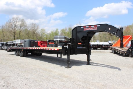 2022 MIDSOTA 36&#39; LOW-PRO GOOSENECK FLATDECK TRAILER W/ MONSTER RAMPS, 2-10K ELECTRIC BRAKE AXLES, SPRING SUSPENSION, 10 PLY RADIAL TIRES, GN SPARE TIRE CARRIER, MUD FLAPS, 2-5/16&quot; ADJUSTABLE GN COUPLER, FRONT TOOLBOX WITH CHAIN BAR, DUAL 2-SPEED DROP LEG JACKS, 5&#39; SELF CLEAN DOVETAIL WITH TWIN FLIP-OVER JUMBO RAMPS, 16&quot; CROSS MEMBER SPACING, HIGH STRENGTH GRADE 50 WELDED I-BEAM FRAME, RUB RAIL WITH STAKE POCKETS, 102&quot; WIDE DECK, 34&quot; DECK HEIGHT, PPG INDUSTRIAL GRADE POLY PRIMER AND PAINT (BLACK), LED LIGHTS, TREATED WOOD FLOOR, 5 YEAR FRAME WARRANTY.