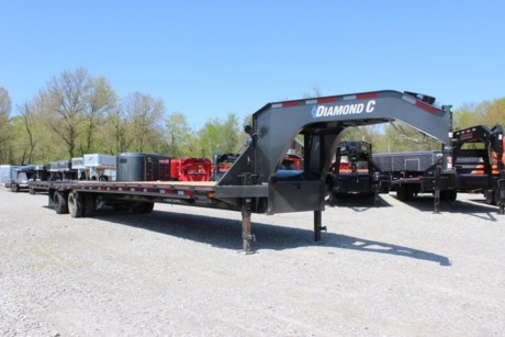 2022 DIAMOND C 40&#39; ENGINEERED BEAM GOOSENECK FLATDECK TRAILER, 12&#39; HYDRAULIC DOVETAIL WITH 12.5 DEGREE LOADING ANGLE, SCISSOR ACTION SELF LOCKING HINGE MECHANISM, 2-12K AXLES, ELECTRIC OVER HYDRAULIC DISC BRAKES, AIR RIDE SUSPENSION WITH FRONT LIFT AXLE, 60&quot; SPREAD AXLE, ST215/75R17.5&quot; 16 PLY TIRES, SPARE TIRE IN NECK, FOLD DOWN SPARE TIRE MOUNT, 2-5/16&quot; BULLDOG ADJUSTABLE GN COUPLER, 2-12K DROP LEG JACKS, RETRACTABLE FRONT DECK STEPS, MID-DECK STEP ON BOTH SIDES, FRONT TOOLBOX BETWEEN GN RISERS, 14&quot; X 14&quot; X 42&quot; UNDER-SLUNG TOOLBOX, WINCH MOUNTING PLATE WITH RECEIVER TUBE, TREATED WOOD FLOOR WITH ZIG-ZAG FLOOR SCREWS, 6&quot; CHANNEL LACE RAIL, 3&quot; I-BEAM CROSS-MEMBERS ON 16&quot; CENTERS, RUB RAIL WITH STAKE-POCKETS AND PIPE-SPOOLS, 16&quot; TALL ENGINEERED I-BEAM, CAMBERED DECK AND FRAME, APPROXIMATELY 34&quot; DECK HEIGHT, 102&quot; OVERALL WIDTH, 4&quot; SLIDE TRACK WITH ONE WELDED RATCHET (PASSENGERS SIDE), SEALED WIRING HARNESS, LED LIGHTS, EXTRA CLEARANCE LIGHTS (5 PAIR), 2700 LUMEN BOLT-ON LED FLOOD LIGHTS (1-PAIR), 7 WATT SOLAR PULSE PANEL, METALLIC GRAY, DM DIFFERENCE MAKER COATING SYSTEM, 3 YEAR STRUCTURE WARRANTY.