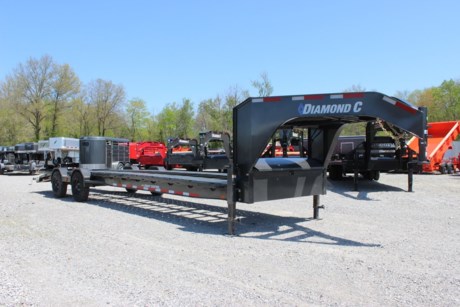 2022 DIAMOND C MVC 32&#39; X 82&quot; WIDE GOOSENECK EQUIPMENT CAR HAULER TRAILER FOR SALE, ENGINEERED BEAM FRAME WITH 12&quot; ENGINEERED NECK, 3&quot; I-BEAM CROSSMEMBERS ON 16&quot; CENTERS, 2-8K (OIL BATH) TORSION AXLES, 60&quot; SPREAD AXLE, ELECTRIC DRUM BRAKES, ST215/75R17.5 16 PLY TIRES, SPARE TIRE WITH FOLD DOWN SPARE TIRE MOUNT IN THE NECK, DUAL 12K DROP LEG JACKS, FULL WIDTH DIAMOND PLATE NECK BOX, LASER GRIP OPEN PIT STEEL FLOOR (1/8&quot; DP), FORMED RUB RAILS WITH STAKE POCKETS, 14 GA DIAMOND PLATE WELD-ON STEEL FENDERS, 48&quot; DOVETAIL, 102 INCH REAR SLIDE-IN RAMPS, REAR SWIVEL STABILIZER JACKS, WINCH MOUNTING PLATE (GOOSENECK), LED LIGHTS, METALLIC GRAY, DM DIFFERENCE MAKER POWDERCOAT SYSTEM, 3 YEAR STRUCTURE WARRANTY.