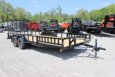 2022 LOAD TRAIL 83  X 18  TANDEM AXLE UTILITY TRAILER FOR SALE, 2  X 3  ANGLE FRAME, 2-3.5K DEXTER SPRING AXLES, ELECTRIC BRAKES, ST205/75R15  6 PLY TIRES, SPARE TIRE MOUNT, 2  A-FRAME COUPLER, 2K A-FRAME JACK, TREATED WOOD FLOOR, SMOOTH FENDERS, REAR 4  FOLD-IN TAILGATE (SPRING ASSIST), SIDE LOAD ATV RAMPS, 24  ON CENTER CROSSMEMBERS, (4) U-HOOKS, SQUARE TUBE SIDE RAILS, WELDED ON FENDERS AND SIDE RAILS, LED LIGHTS WITH COLD WEATHER HARNESS, BLACK POWDERCOAT WITH PRIMER.