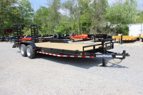2022 LOAD TRAIL 83&quot; X 22&#39; HEAVY DUTY FLATBED EQUIPMENT TRAILER, 6&quot; CHANNEL FRAME, 2-8K DEXTER ELECTRIC BRAKE AXLES, SPRING SUSPENSION, ST215/75R17.5&quot; LRH 16 PLY TIRES, 2-5/16&quot; ADJUSTABLE COUPLER, 10K DROP LEG JACK, TREATED WOOD FLOOR, DIAMOND PLATE FENDERS, 2&#39; DOVETAIL, EXTRA WIDE 5&#39; FOLD-UP RAMPS (SPRING-ASSIST), 16&quot; ON CENTER CROSSMEMBERS, LED LIGHTS WITH SEALED WIRING HARNESS, COLD WEATHER HARNESS, 4 WELD ON D-RINGS, BLACK POWDERCOAT WITH PRIMER, 3 YEAR STRUCTURAL - LIMITED WARRANTY.